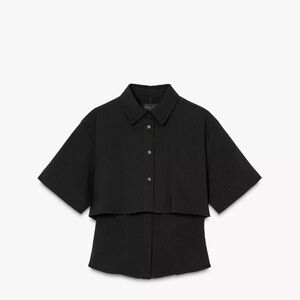 Black Short Sleeve Button-Up Shirt